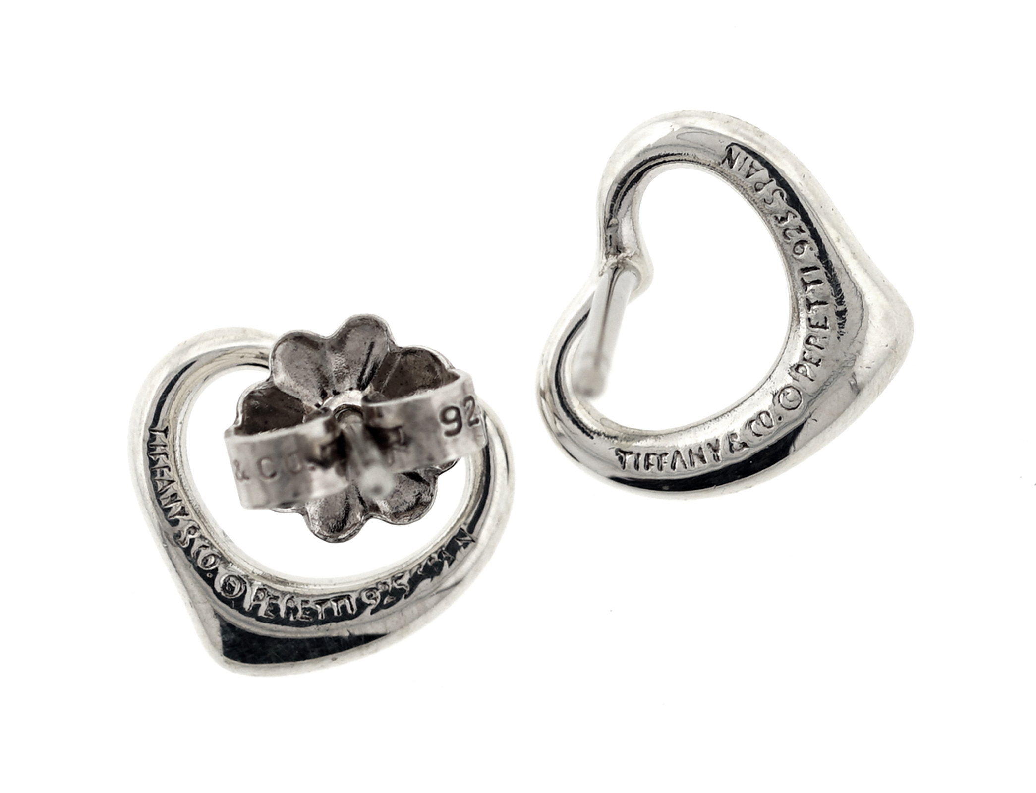 Tiffany & Co. Elsa Peretti Open Heart Earrings Sterling Silver $225